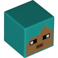 Minifig Head Special, Cube with Pixelated Medium Nougat Face, White Eyes Print