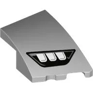 Brick Wedged, Curved 3 x 2 with Stud Notch Right with 3 White Headlights in Black Frame print
