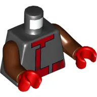 Torso Robes, Pixelated Red Trim / Red Cross on Back Print, Reddish Brown Arms, Red Hands