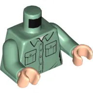 Torso Shirt, Two Pockets Print, Sand Green Arms, Light Nougat Hands