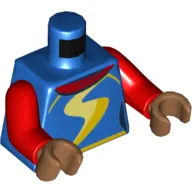 Torso, Bright Light Yellow 'S', Red Shirt print (Ms. Marvel) Red Arms, Medium Nougat Hands