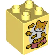Duplo Brick 2 x 2 x 2 with Fish, Bowl, and Cat Face Print
