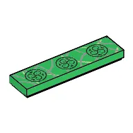 Tile 1 x 4 with Ornate Circular Symbols, Silver Curved Lines Print