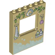 Panel 1 x 6 x 6 with Window with Plants, Towel, Soaps, Bubbles print