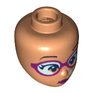 Minidoll Head Sand Dark Pink Goggles, Bright Light Blue Glasses, Bubbles, Dark Pink Lips print