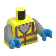 Torso Safety Vest with Reflective Crossed Stripes and Zipper, over Light Bluish Gray Shirt Print, Light Bluish Gray Arms, Dark Azure Hands
