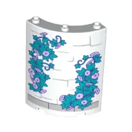 Panel 4 x 4 x 6 Quarter Cylinder with Dark Turquoise/Purple/Lavender Vines, Flowers print