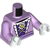 Torso Dress, White Trim Laces, Dark Purple Shirt, Flower print, Lavender Arms, White Hands
