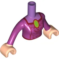 Minidoll Torso Woman with Lavender Collar, Lime Jewel print, Light Nougat Hands