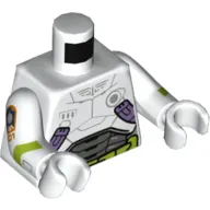 Torso Spacesuit, Dark Bluish Gray Panels, Lime Utility Belt Print, (Izzy Hawthorne) White Arms and Hands with Lime Stripe and Control Panels Print