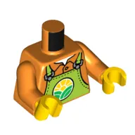 Torso Overalls, Lime with Grocery Store Logo Print, Orange Arms, Yellow Hands