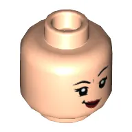 Minifig Head Nymphadora Tonks, Eyelashes, Smirk with Red Lips / Pig Nose Print