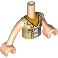 Minidoll Torso Girl, Tan Jacket, White/Lavender Stripes Shirt, Bright Light Orange Scarf/Bandanna print, Light Nougat Arms and Hands