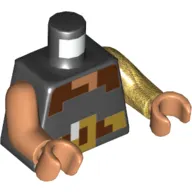 Torso Odd Arms, Pixelated Shirt with Brown and Gold Belt print, Left Pearl Gold Arm, Right Nougat Arm, Nougat Hands