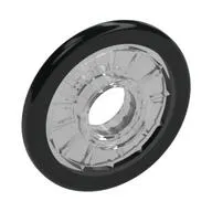 Wheel Wheelchair with Pin Hole, Fixed Black Hard Rubber Tire Pattern