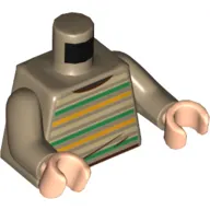 Torso Sweater, Green, Yellow, and Tan Stripes print, Dark Tan Arms, Light Nougat Hands