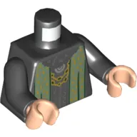 Torso Dress, Sand Green with Dark Green Trim, Gold Necklace print, Black Arms, Light Nougat Hands