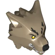 Minifig Head Special, Werewolf with Black Nose, White Teeth and Fangs and Yellow Eyes Print