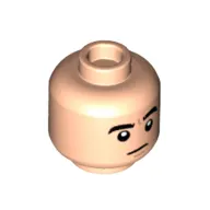 Minifig Head Ryan Howard, Thick Eyebrows, Neutral / Mean Smile with Stubble print