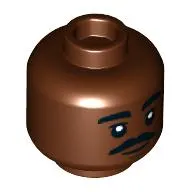 Minifig Head, Thick Eyebrows, Moustache, Smile print