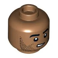 Minifig Head, Black Stubbled Beard, Worried Crooked Smile/Smirk, Raised Eyebrow print