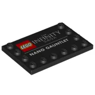 Plate Special 4 x 6 with Studs on 3 Edges, LEGO Logo, 'THE INFINITY SAGA', and 'NANO GAUNTLET' Print