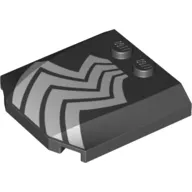 Brick Wedged, Curved Triple 4 x 4 x 2/3 with 2 Studs with White Stripes (Spider Legs) print