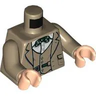 Torso, Suit, Jacket, White Shirt, Dark Green Dotted Bow Tie print, Dark Tan Arms, Light Nougat Hands