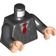Torso Jacket, 'M' Badge, White Striped Shirt, Red Tie print, Black Arms, Light Nougat Hands