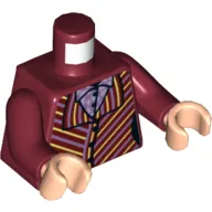 Torso, Jacket with Yellow/Lavender Stripes, Medium Lavender Dotted Shirt print, Dark Red Arms, Light Nougat Hands
