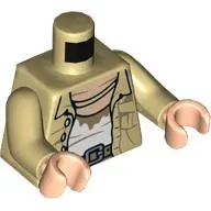 Torso Shirt, Open over Greased White Shirt, Belt, Necklace print, Tan Arms, Medium Nougat Hands