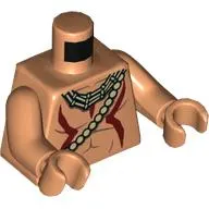 Torso Bare Chest, Dark Red Paint, Necklace, Bead Strap print, Nougat Arms and Hands