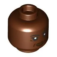 Minifig Head Vice Admiral Sloane, Eyelashes, Dark Brown Lips Print