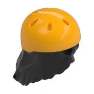 Hair and Helmet, Long with Bright Light Orange Helmet Pattern