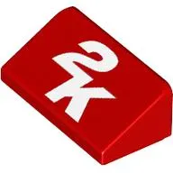 Brick Sloped 30° 1 x 2 x 2/3 with White 2K Logo