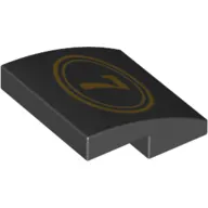Brick Curved 2 x 2 x 2/3 with Gold '7' in Double Circle print