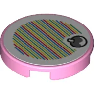 Tile Round 2 x 2 with Bottom Stud Holder with Yoshi Fruit and Barcode Print (Sticker)