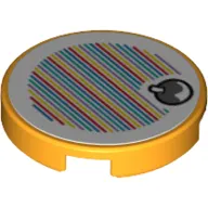 Tile Round 2 x 2 with Bottom Stud Holder with Yoshi Fruit and Barcode Print (Sticker)