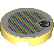 Tile Round 2 x 2 with Bottom Stud Holder with Yoshi Fruit and Barcode Print (Sticker)