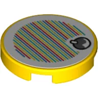 Tile Round 2 x 2 with Bottom Stud Holder with Yoshi Fruit and Barcode Print (Sticker)