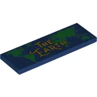 Tile 2 x 6 with Green World Map, Yellow 'The Earth' print