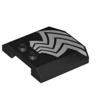 Brick Wedged, Curved Triple 4 x 4 x 2/3 with 2 Studs with White Stripes (Spider Legs) print