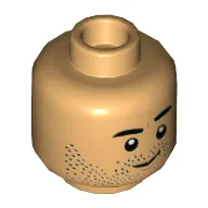 Minifig Head Stern Look, Stubbled Beard print