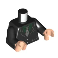 Torso Jacket, Dark Bluish Grey Tie, Dark Green Shirt print, Black Arms, Light Nougat Hands
