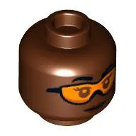 Minifig Head, Orange Glasses, Dark Brown Lips print