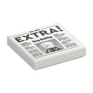 Tile 2 x 2 with Newspaper, 'EXTRA!' print