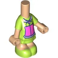 Microdoll Body Short Dress with Lime/Dark Pink Dress print, Warm Tan Arms and Legs