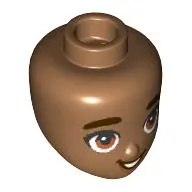 Minidoll Head with Dark Brown Eyebrows, Brown Eyes, Reddish Brown Lips