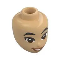 Minidoll Head with Black Eyebrows, Reddish Brown Eyes, Open Mouth Smile, Dark Orange Lips print