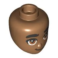 Minidoll Head Thick Black Eyebrows, Reddish Brown Eyes, Smile print